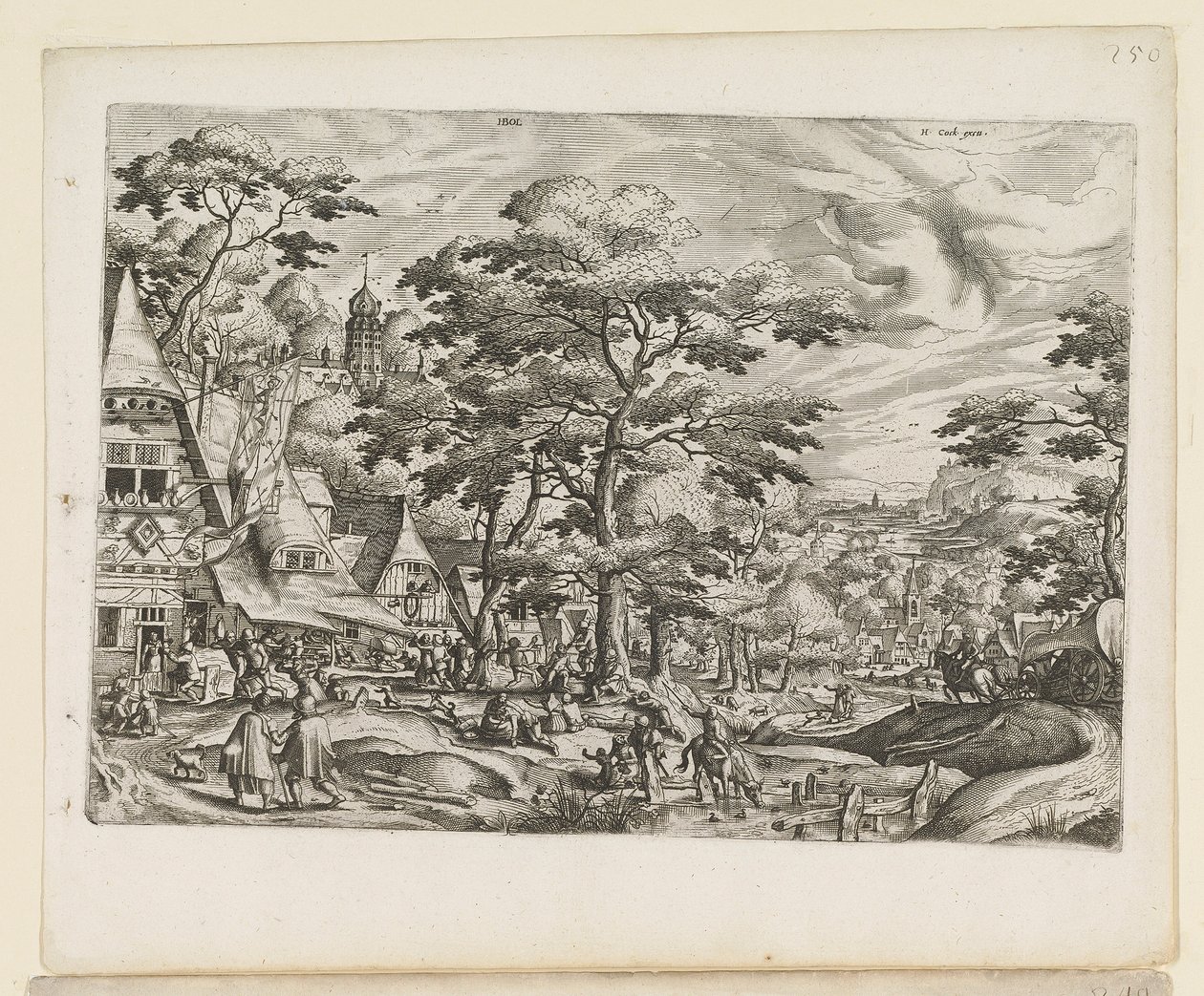 Landschap met dorpsscène door Jan van and Doetechum Lucas van and Bol Hans Doetechum the elder