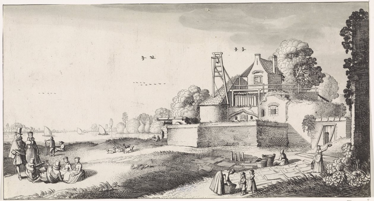 Bleekveld voor een fort door Jan van de Velde (II)