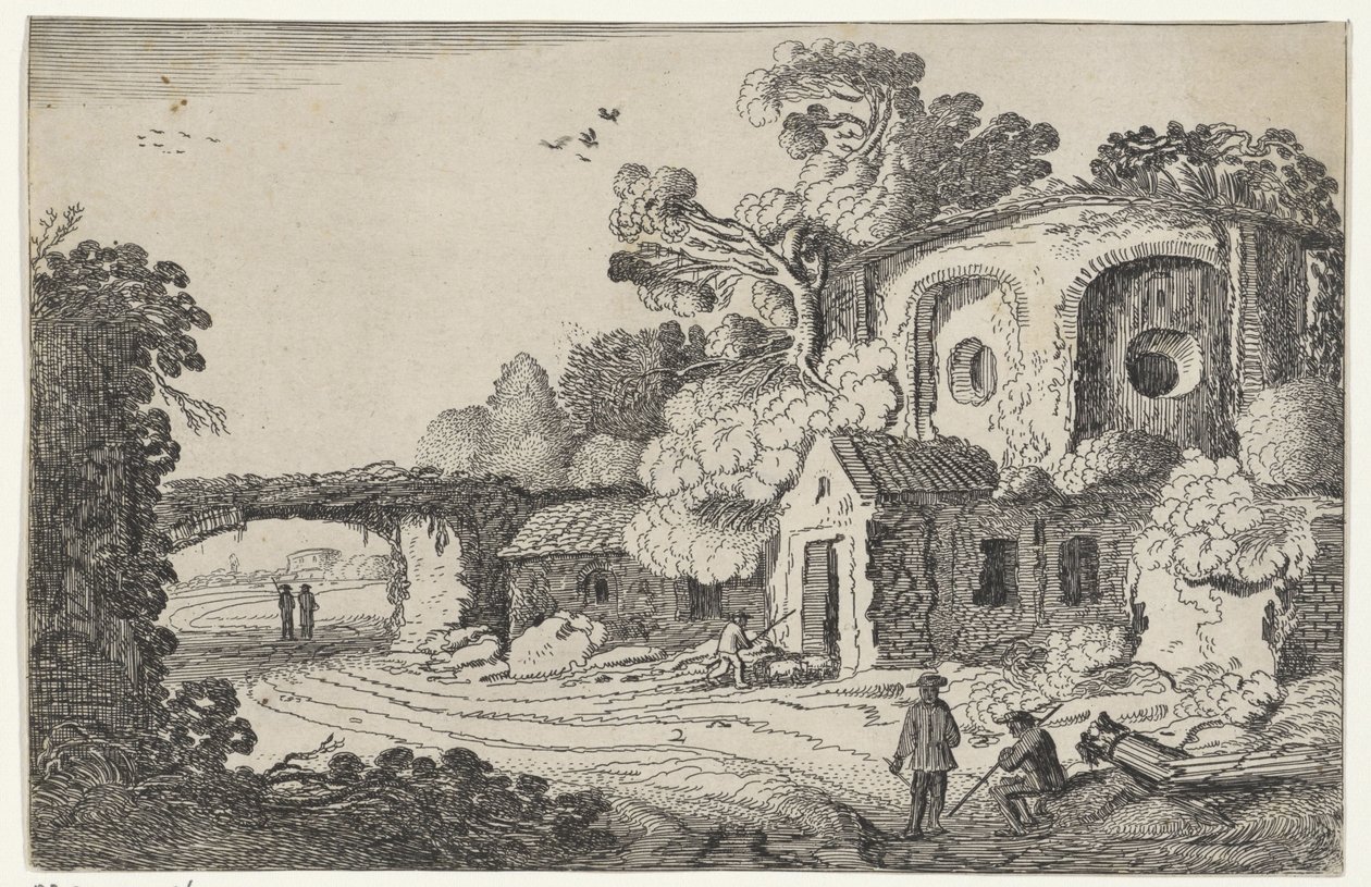 Landschap met oude burcht door Jan van de Velde (II)