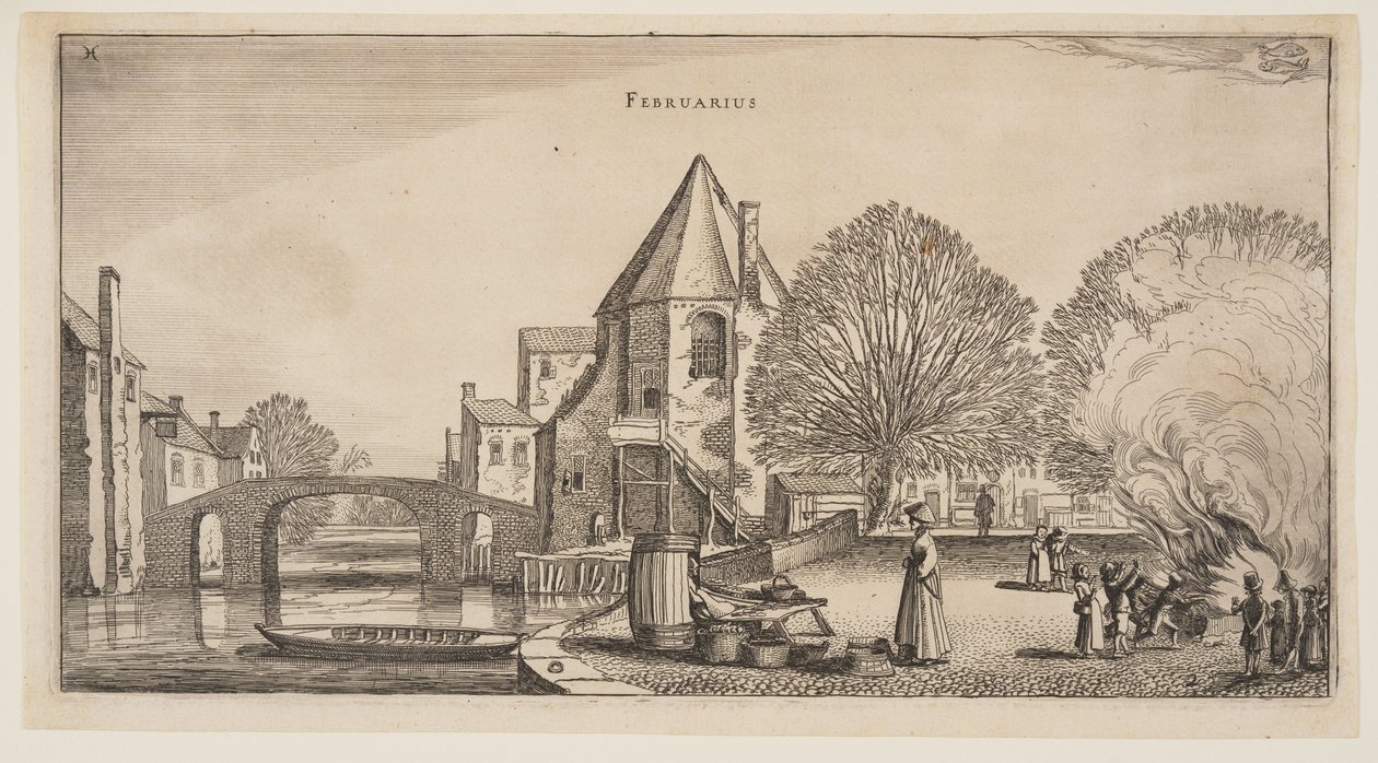 Februari, uit De twaalf maanden van het jaar door Jan van de Velde II