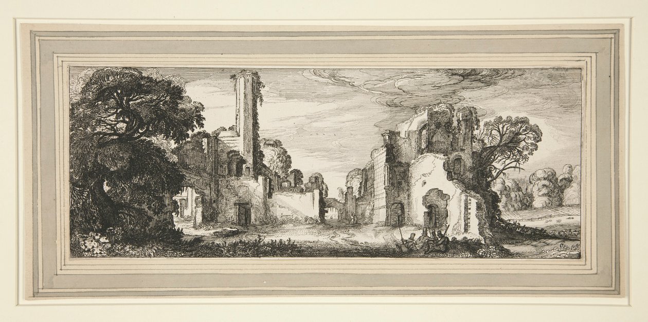 Landschap met een Kasteel in Ruïnes door Jan van de Velde II