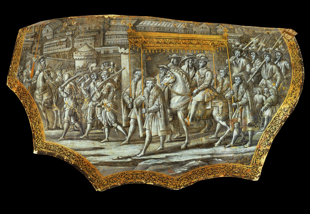 Parade schild naar Giovanni Stradanus: Intocht van Cosimo I ... door Jan van der (1523-1605) Straet