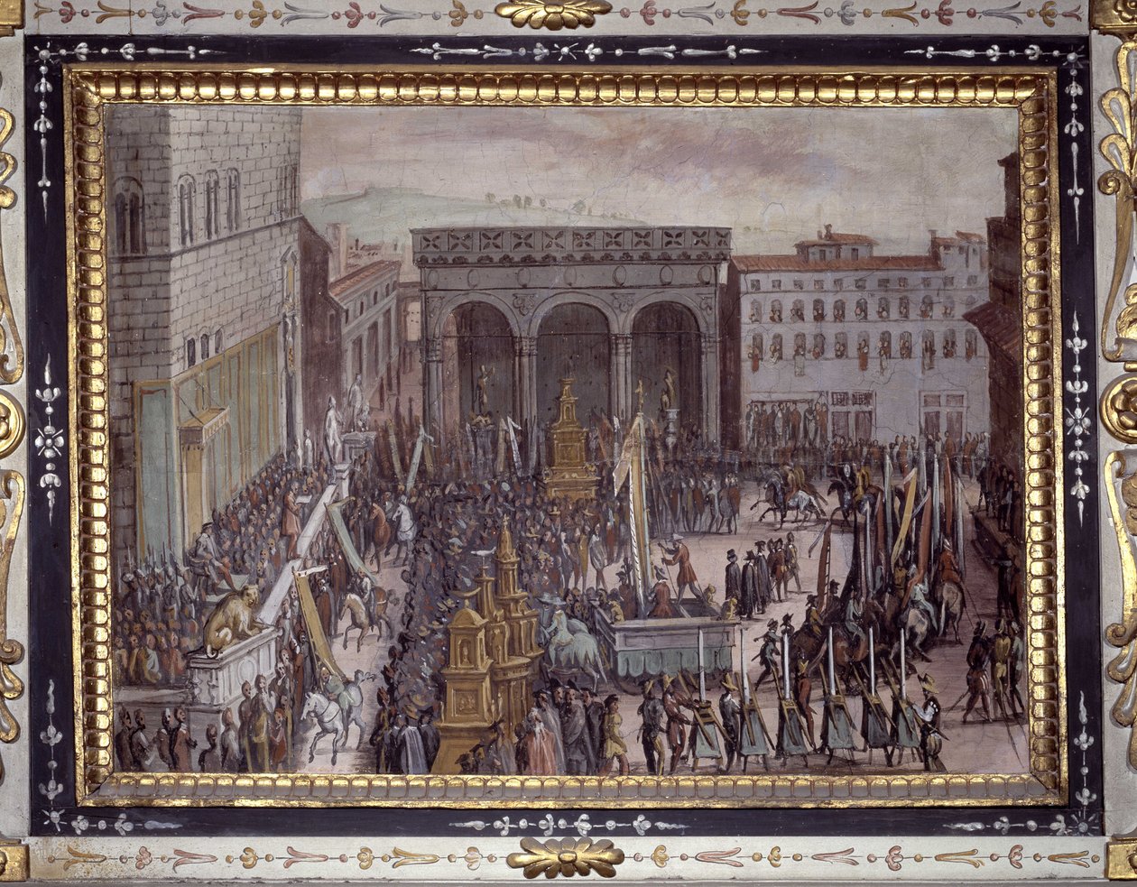 De viering van vleierijen in Florence door Jan van der Straet
