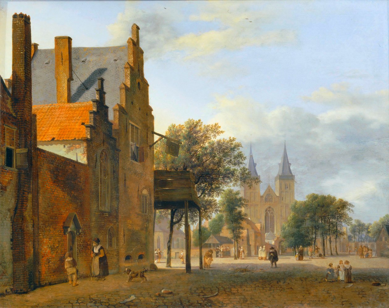 Place et eglise Saint-Victor à Xanten - Plein en kerk Saint Victor in Xanten ... door Jan van der (manner of) Heyden