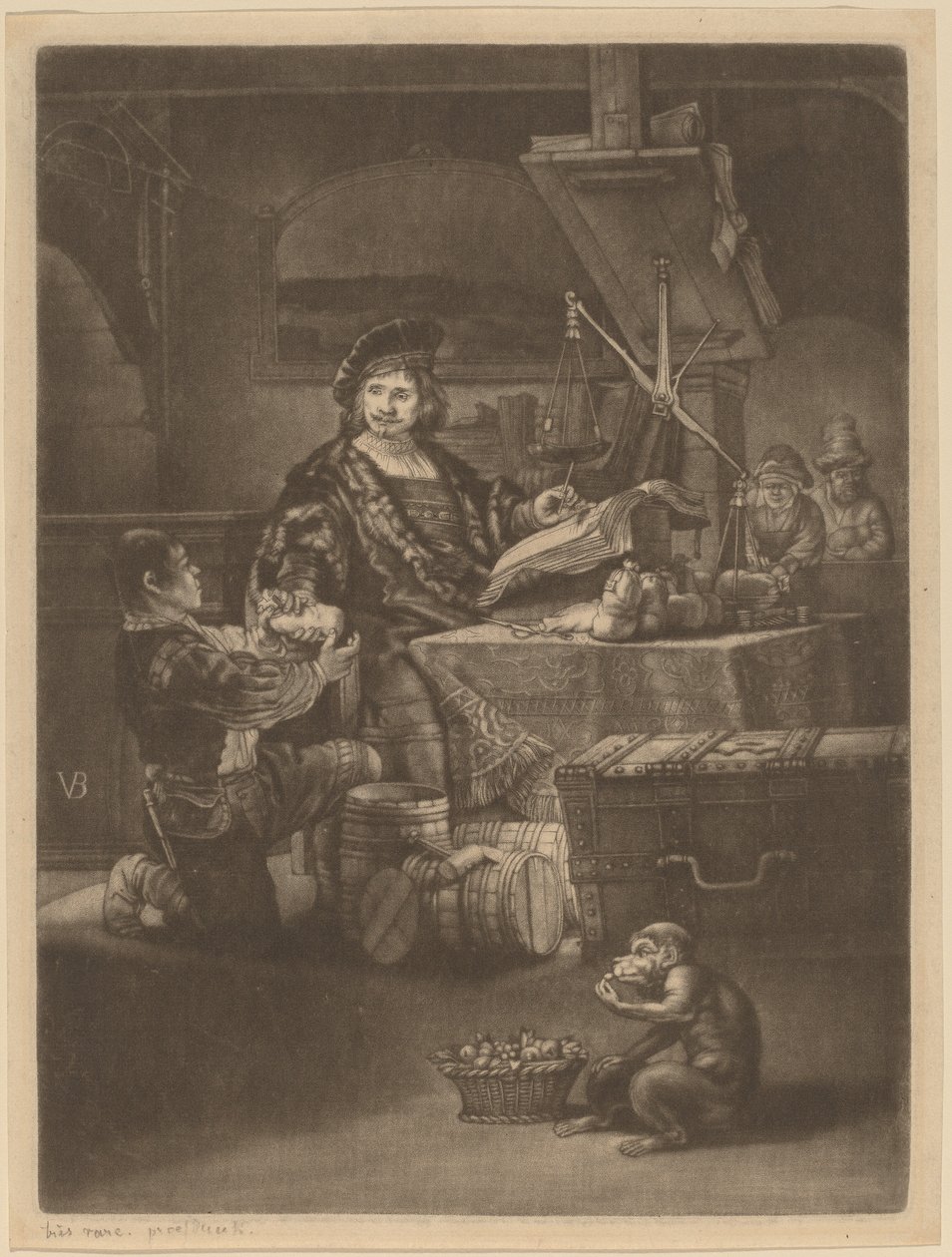 Jan Uytenbogaert door Jan van der Bruggen after Rembrandt van Rijn