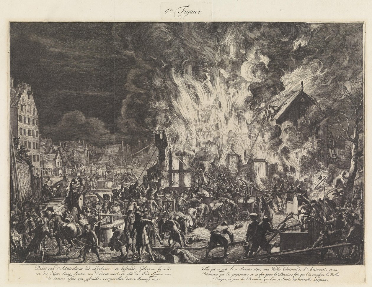 Brand in de Admiraliteitslijnbanen, 1673 door Jan van der Heyden