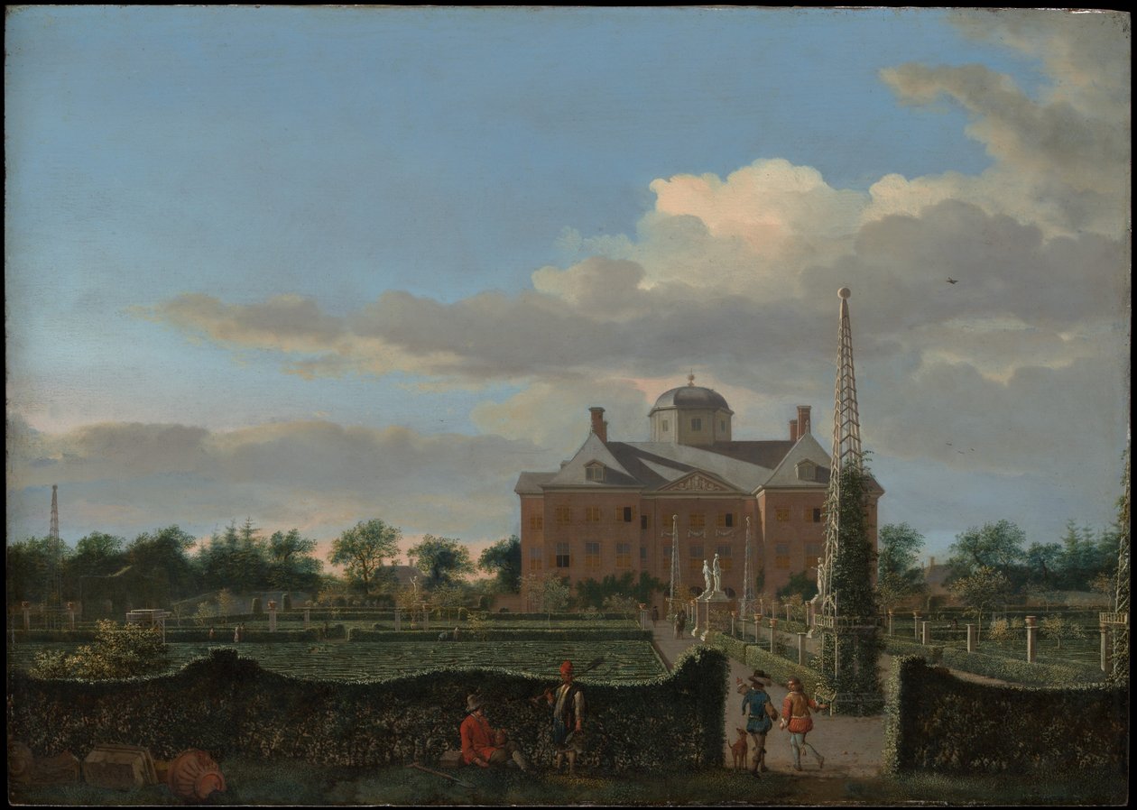 Het Huis ten Bosch in Den Haag en zijn formele tuin (gezien vanuit het zuiden) door Jan van der Heyden