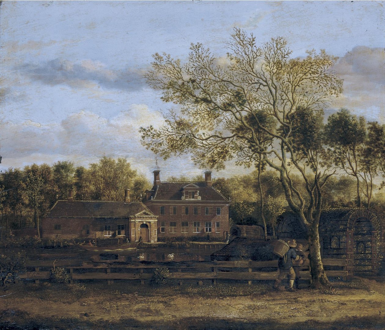 The hofstede Wolf en Hoeck along the river Purmer near Purmerend door Jan van der Heyden