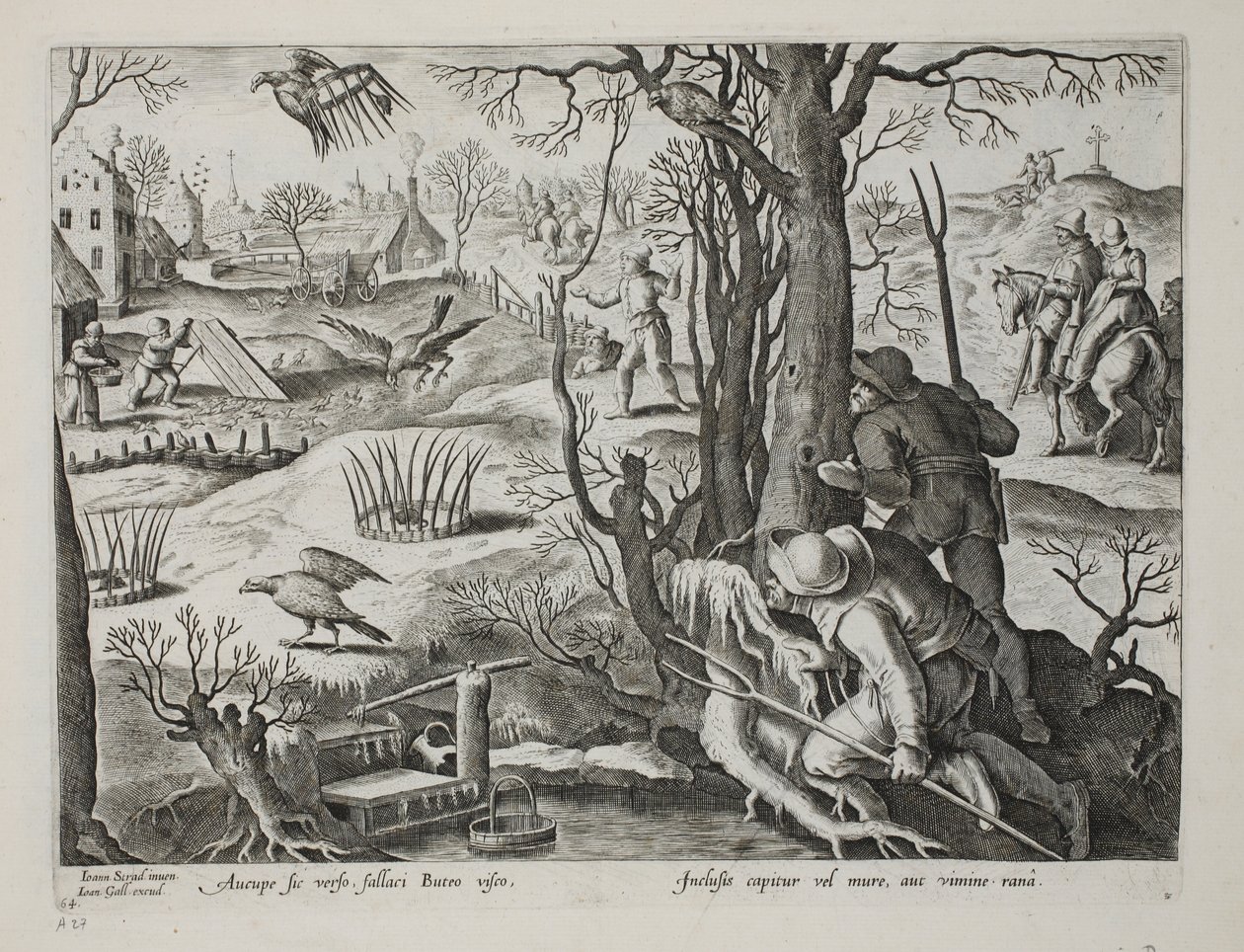 Vogelvangers die vallen met ratten gebruiken om haviken te vangen, plaat 64, illustratie uit 
