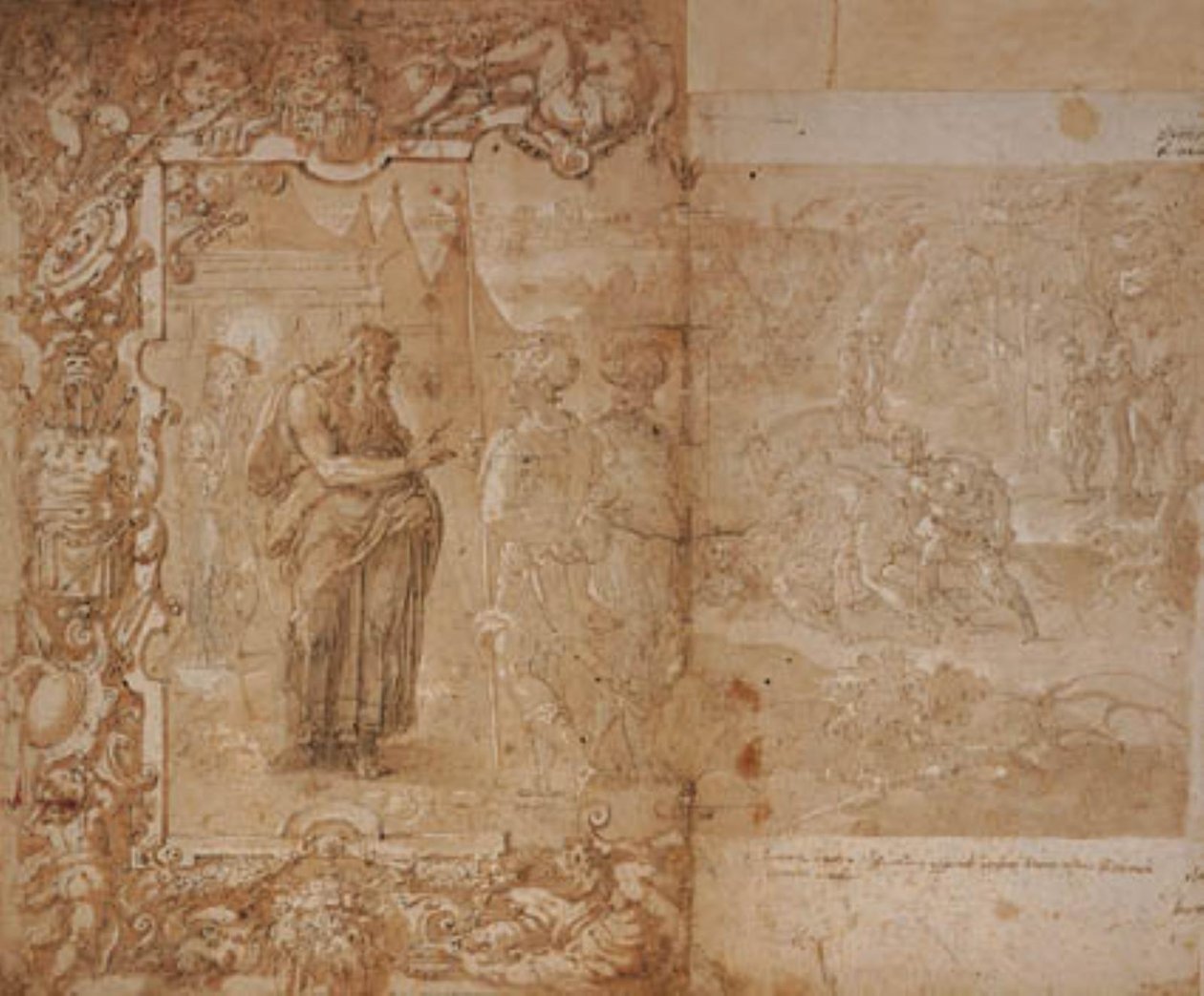 Tekening voor een wandtapijt met het verhaal van Ulysses en Diomedes door Jan van der Straet