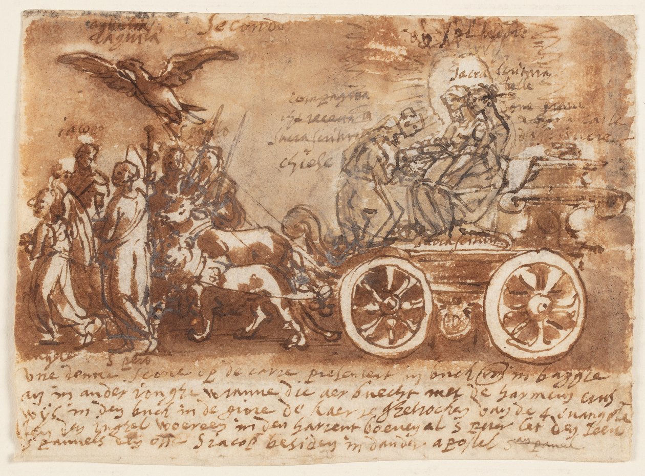 Voorstudie voor de Triomf van de Heilige Schrift door Jan van der Straet, called Stradanus