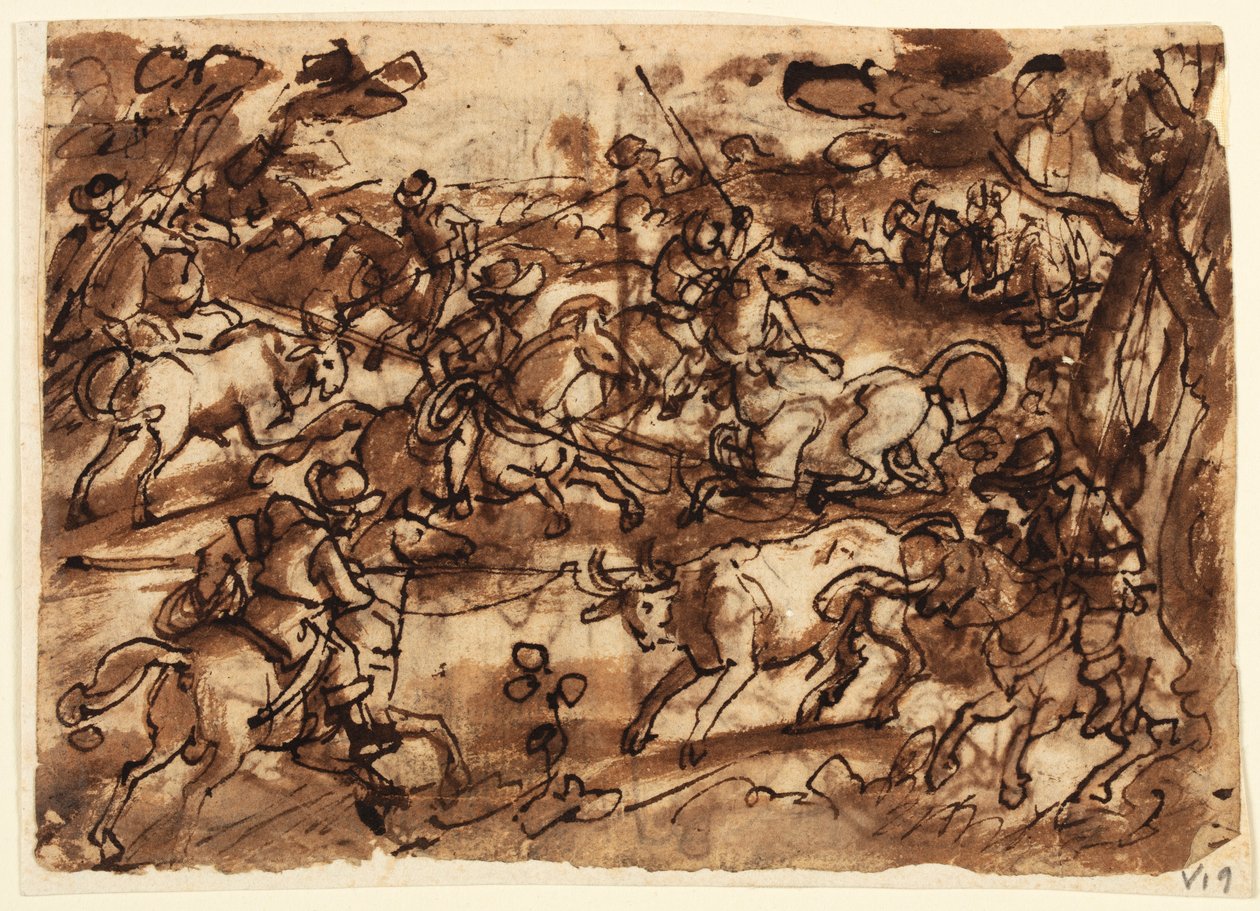 Recto: Stierenjacht met lasso
