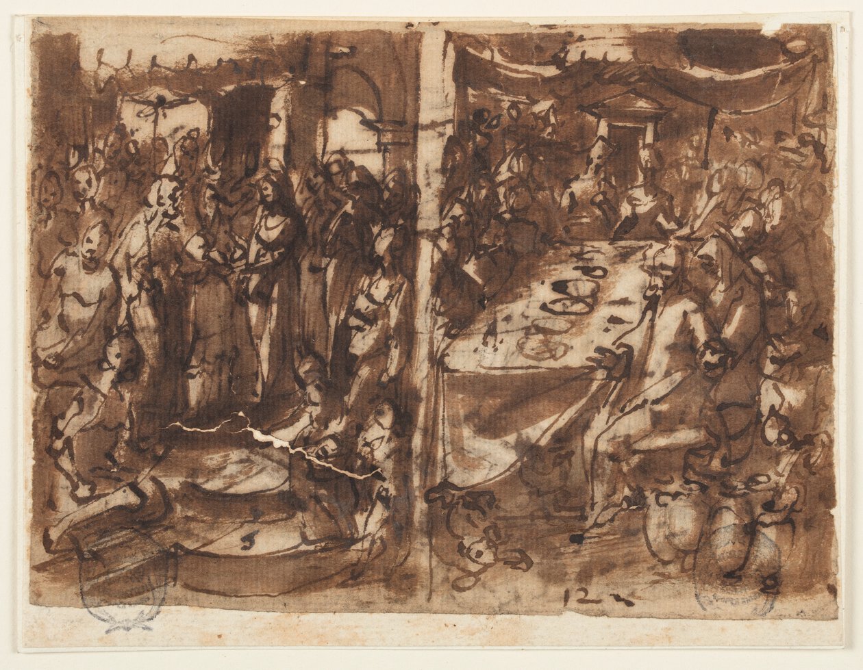 Recto: Huwelijk van de Maagd door Jan van der Straet, called Stradanus