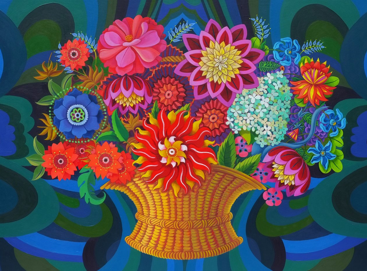 Meer Bloemen in een Mand, 2013 door Jane Tattersfield