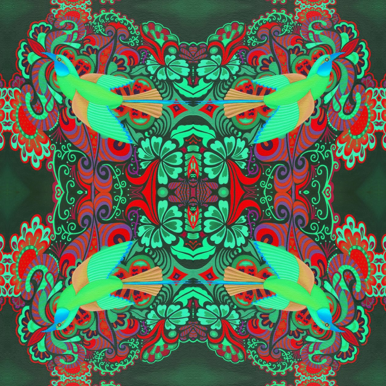 Vliegende vogel patroon groen, 2015 door Jane Tattersfield