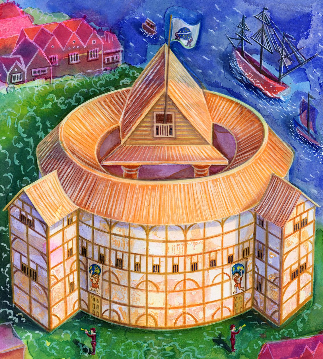 Shakespeares Globe Theatre door Jane Tattersfield
