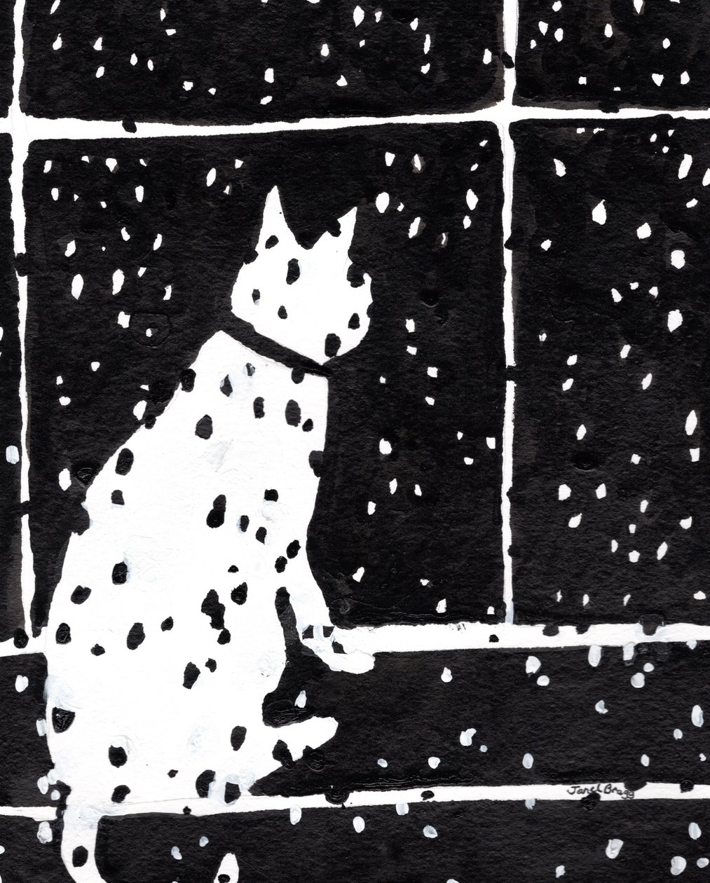 Kat in raam tijdens sneeuwstorm door Janel Bragg