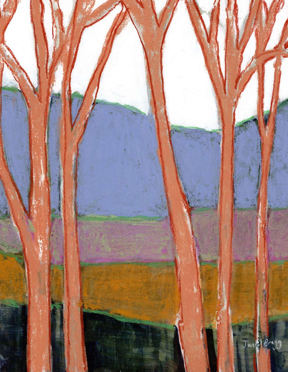 Holiday Hideaway Blue Hill Editie, ca. 2024 (gemengde techniek op papier) door Janel Bragg