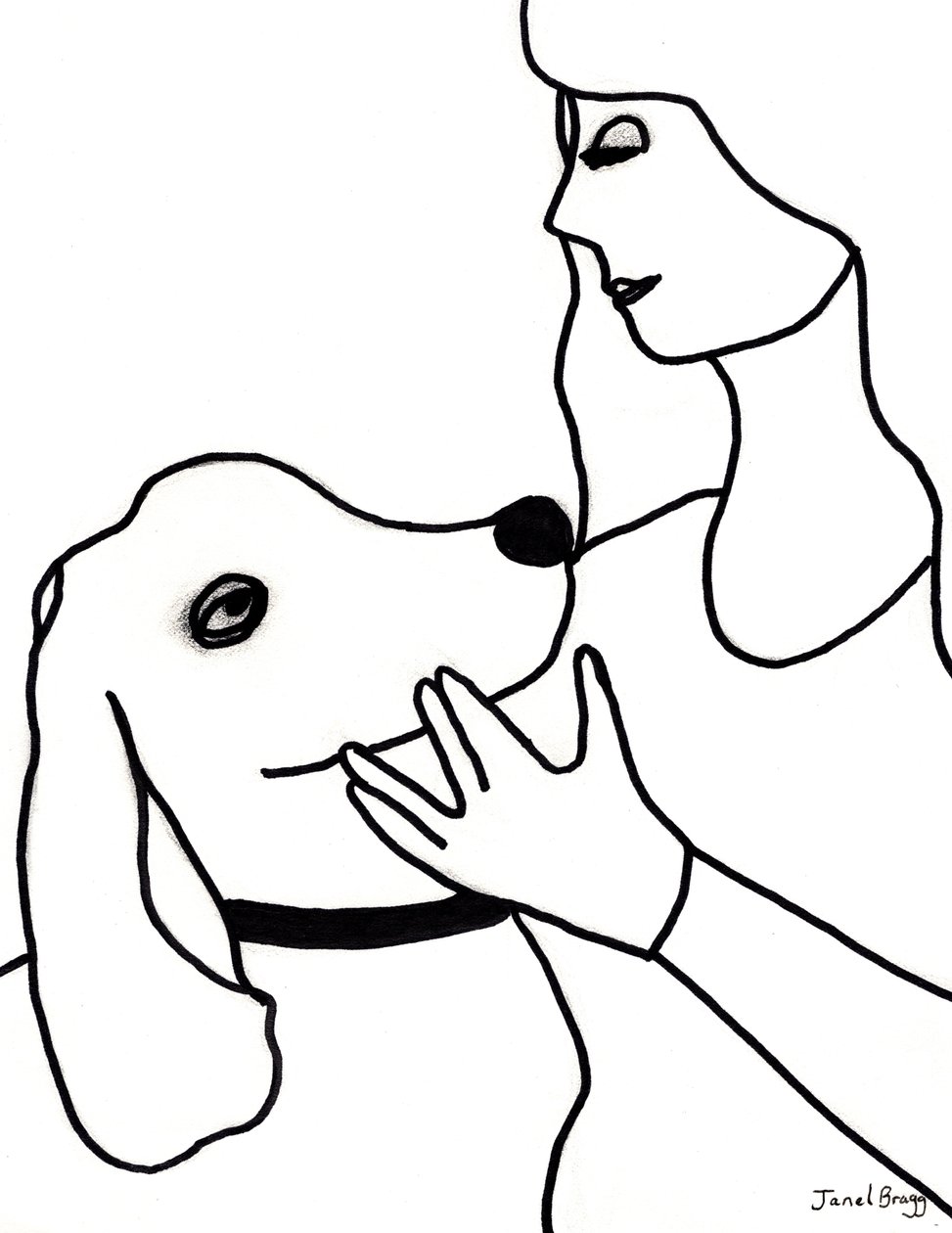Vincent en Janel in zwarte lijnen, ca. 2024 (marker op papier) door Janel Bragg
