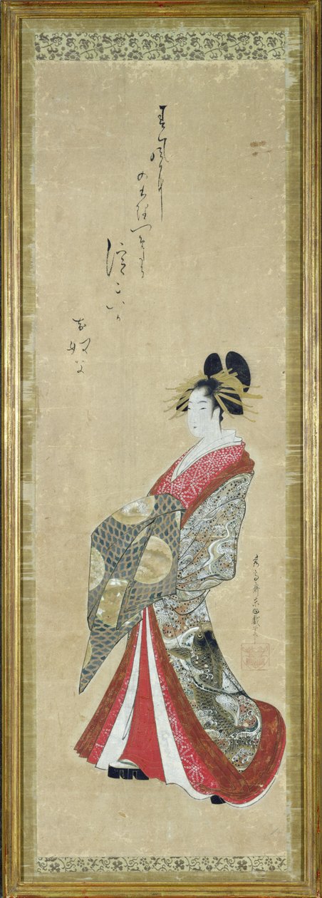 Portret van een jonge courtisane door Japanese School
