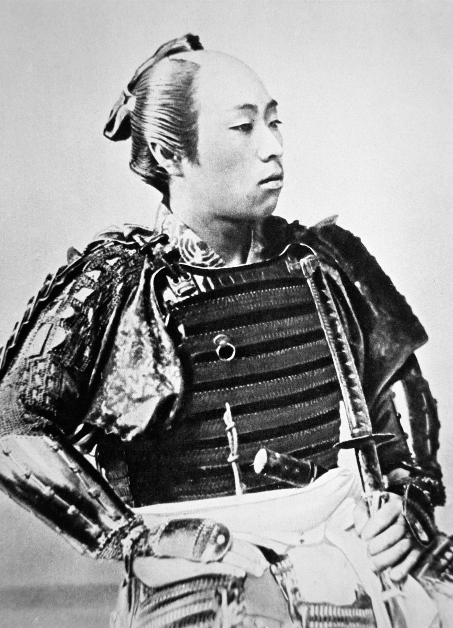 Samurai van Oud Japan met traditioneel kapsel door Japanese Photographer
