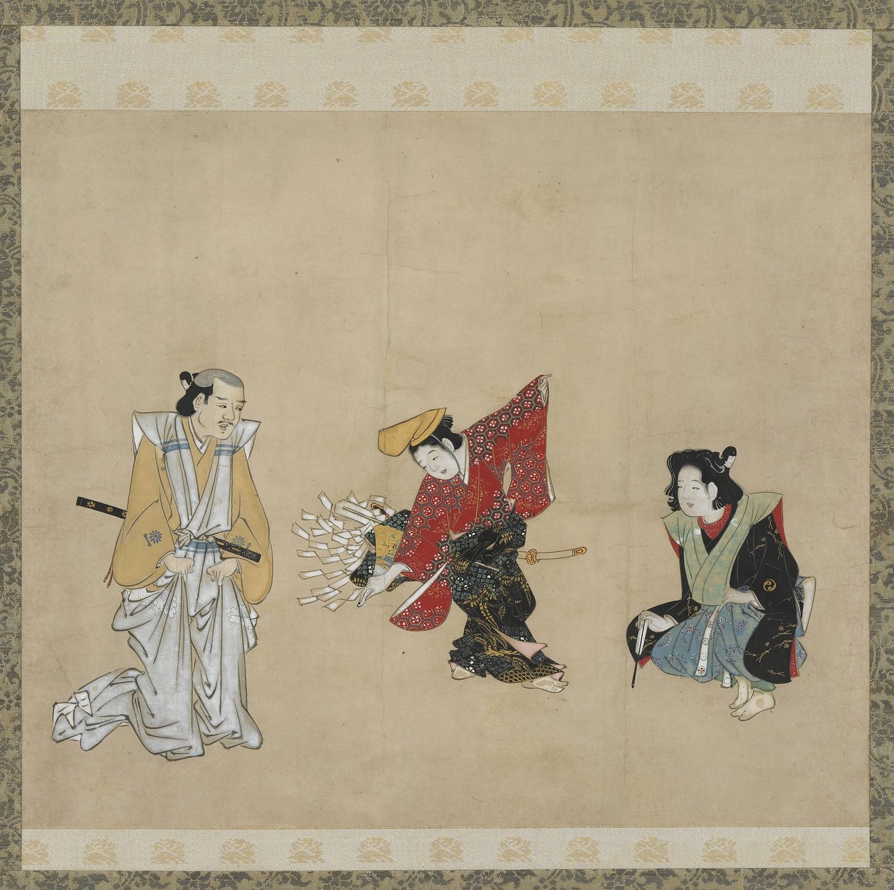 Jongen die een Narihira-dans uitvoert, Edo-periode door Japanese School