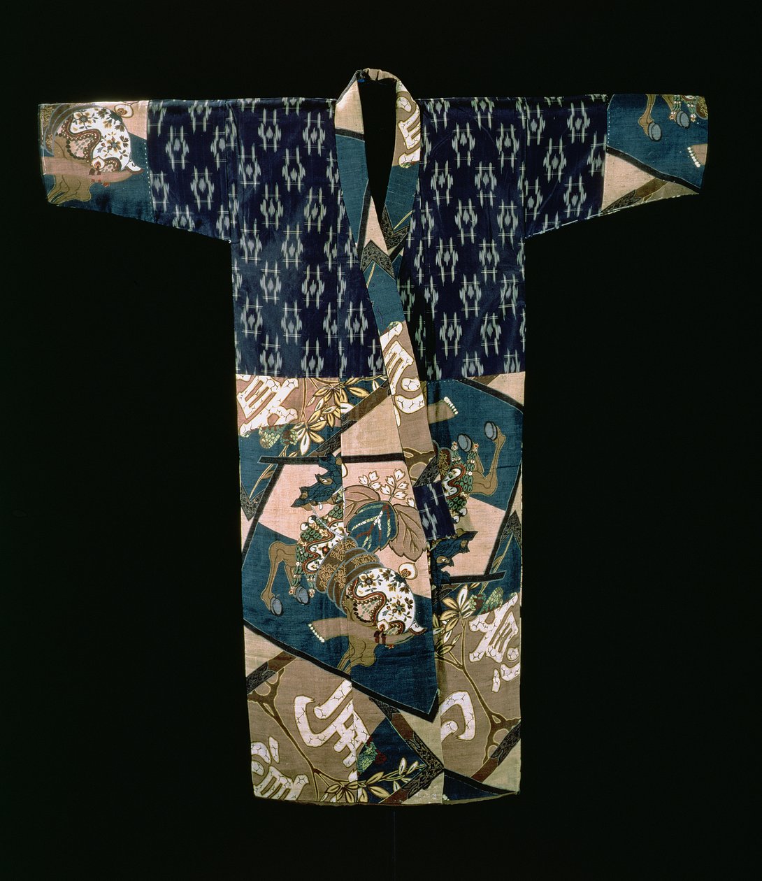 Jongens nagajuban onder kimono met een ontwerp van opgetuigde paarden, Showa periode, voor 1950 door Japanese School