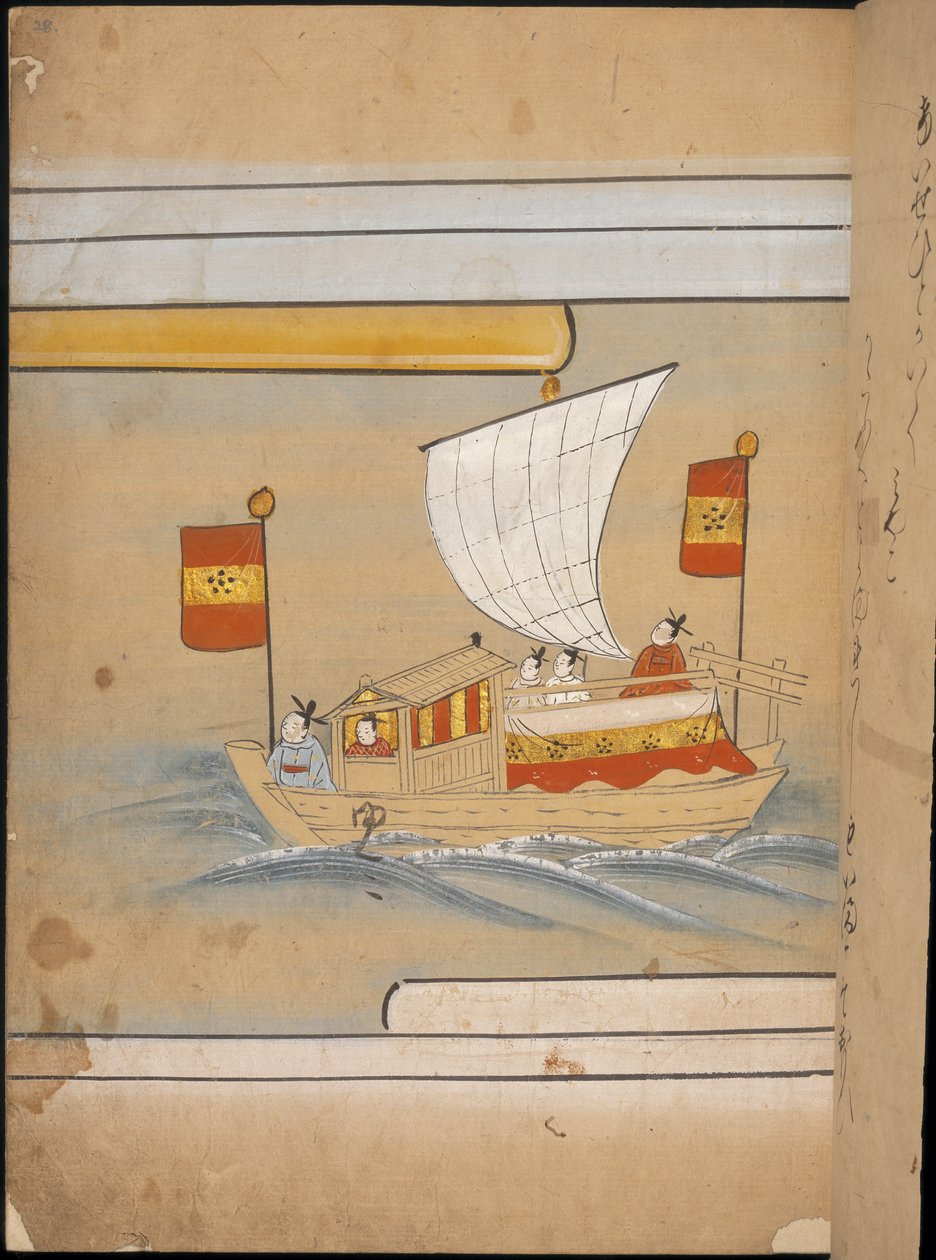 Chinese gezanten in een boot, illustratie uit de 