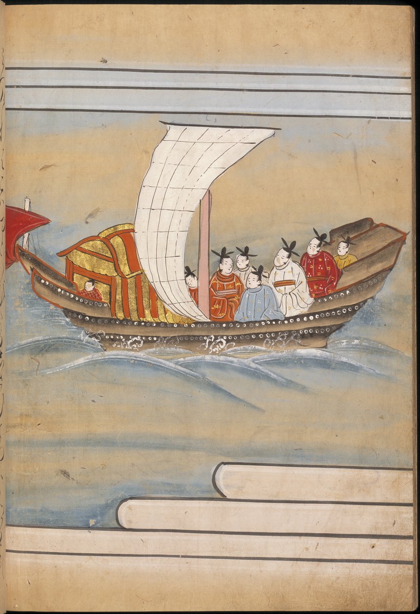 Chinese gezanten in een boot, illustratie uit de 