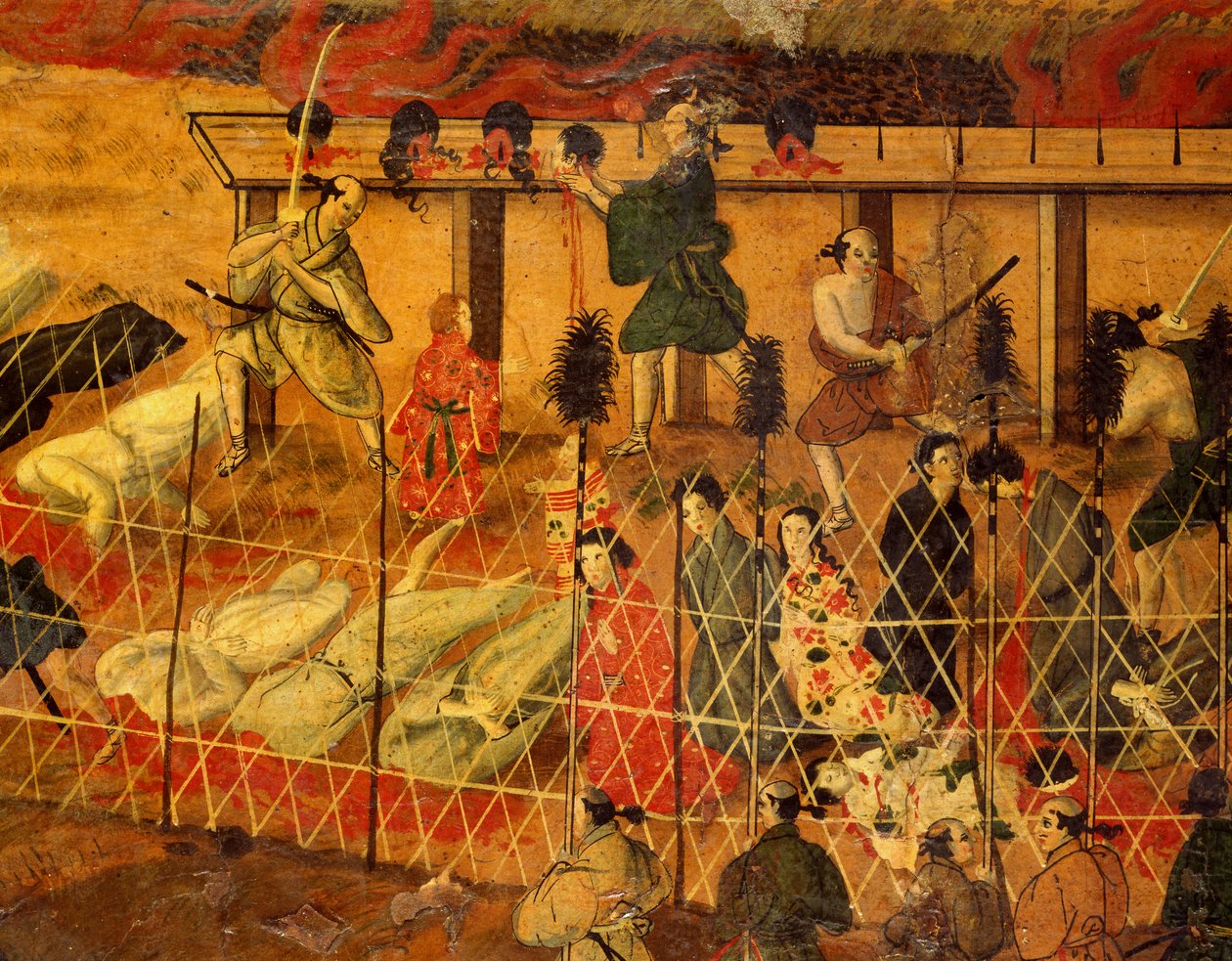 Detail (Martelaarschap van de Jezuïeten in Japan in 1622) door Japanese School