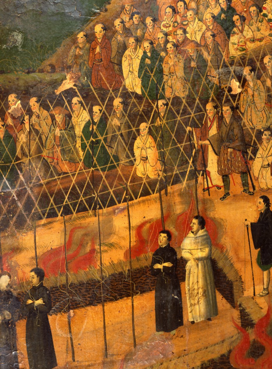 Detail (Martelaarschap van de Jezuïeten in Japan in 1622) door Japanese School