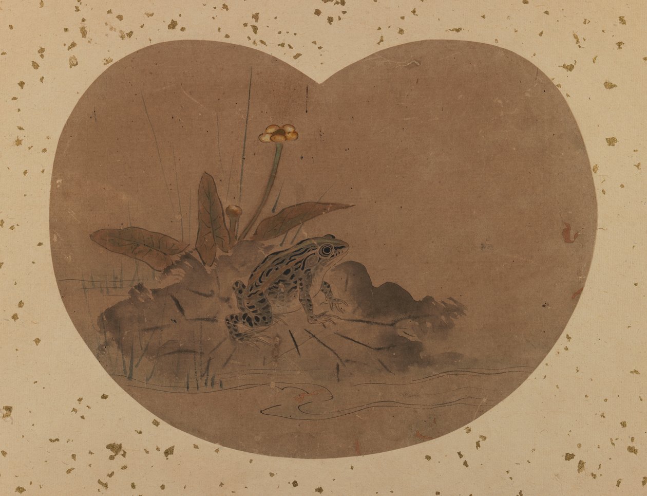 Waaierschilderij van een kikker (verso) door Japanese School