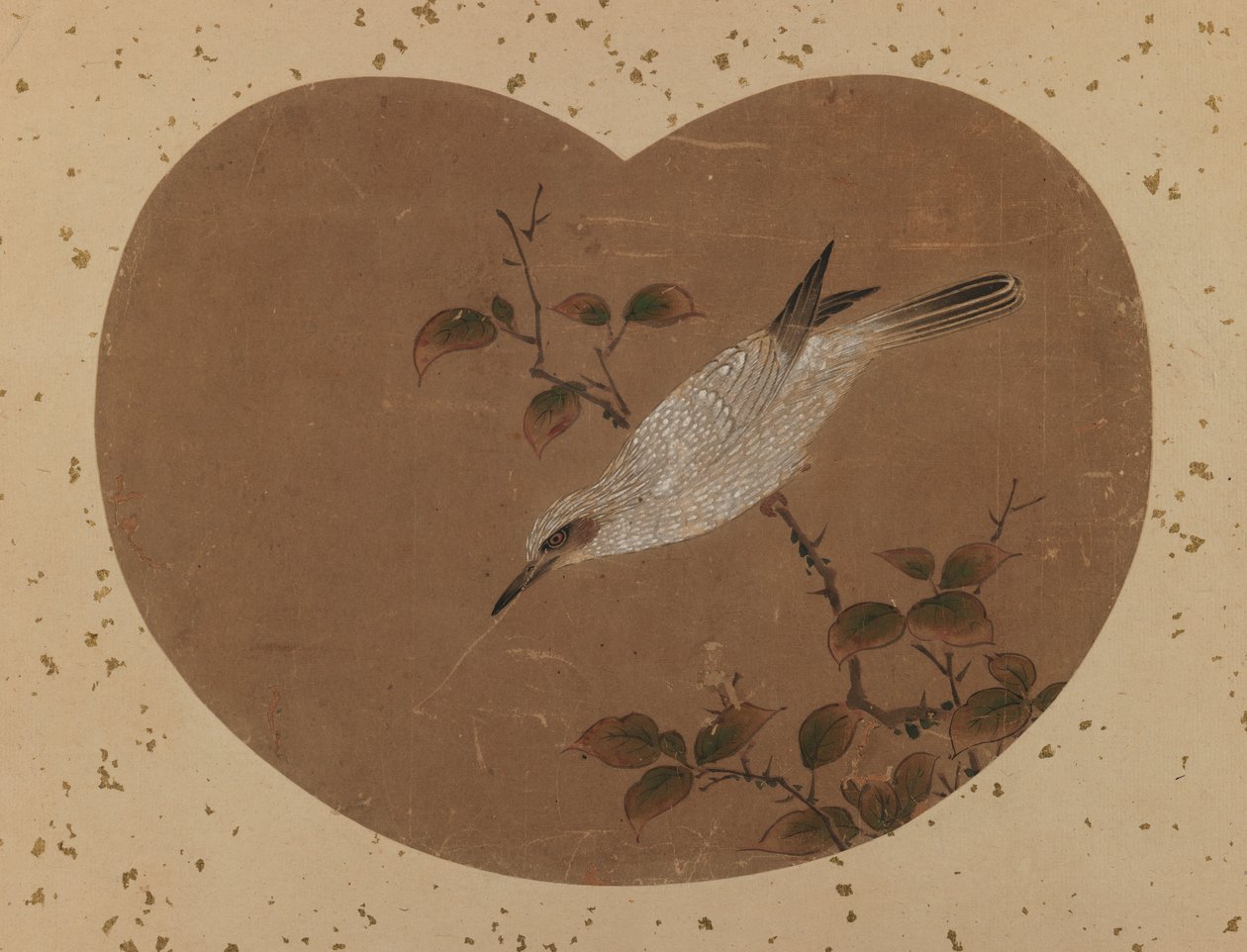 Waaierschilderij met vogel (recto) door Japanese School