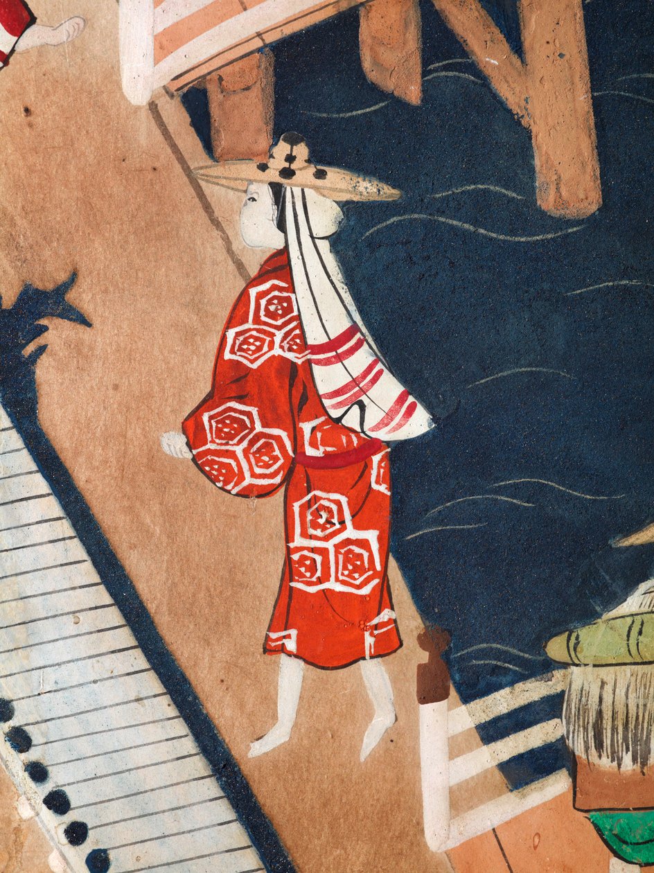 Osakazu Byobu - Japans kamerscherm met acht panelen (schilderij) door Japanese School