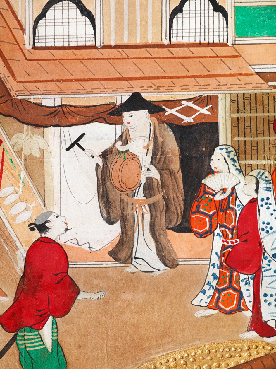Osakazu Byobu - Japans kamerscherm met acht panelen (schilderij) door Japanese School