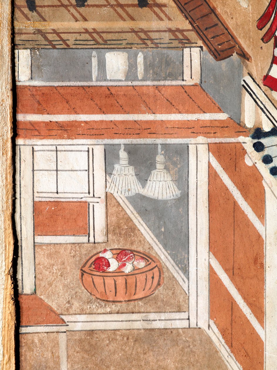 Osakazu Byobu - Japans kamerscherm met acht panelen (schilderij) door Japanese School