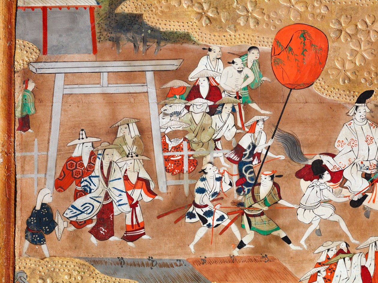 Osakazu Byobu - Japans kamerscherm met acht panelen (schilderij) door Japanese School