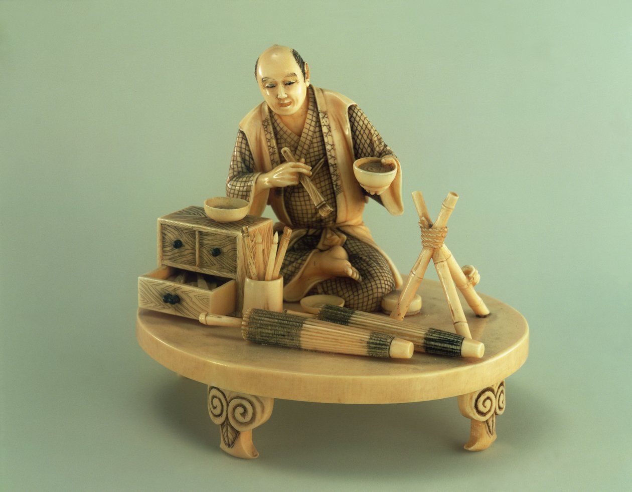 Parasolmaker, Okinomo, Edo-periode door Japanese School