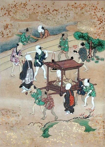 De Monnik Shogaku (1126-1235) Reizend in een Koshi door Japanese School