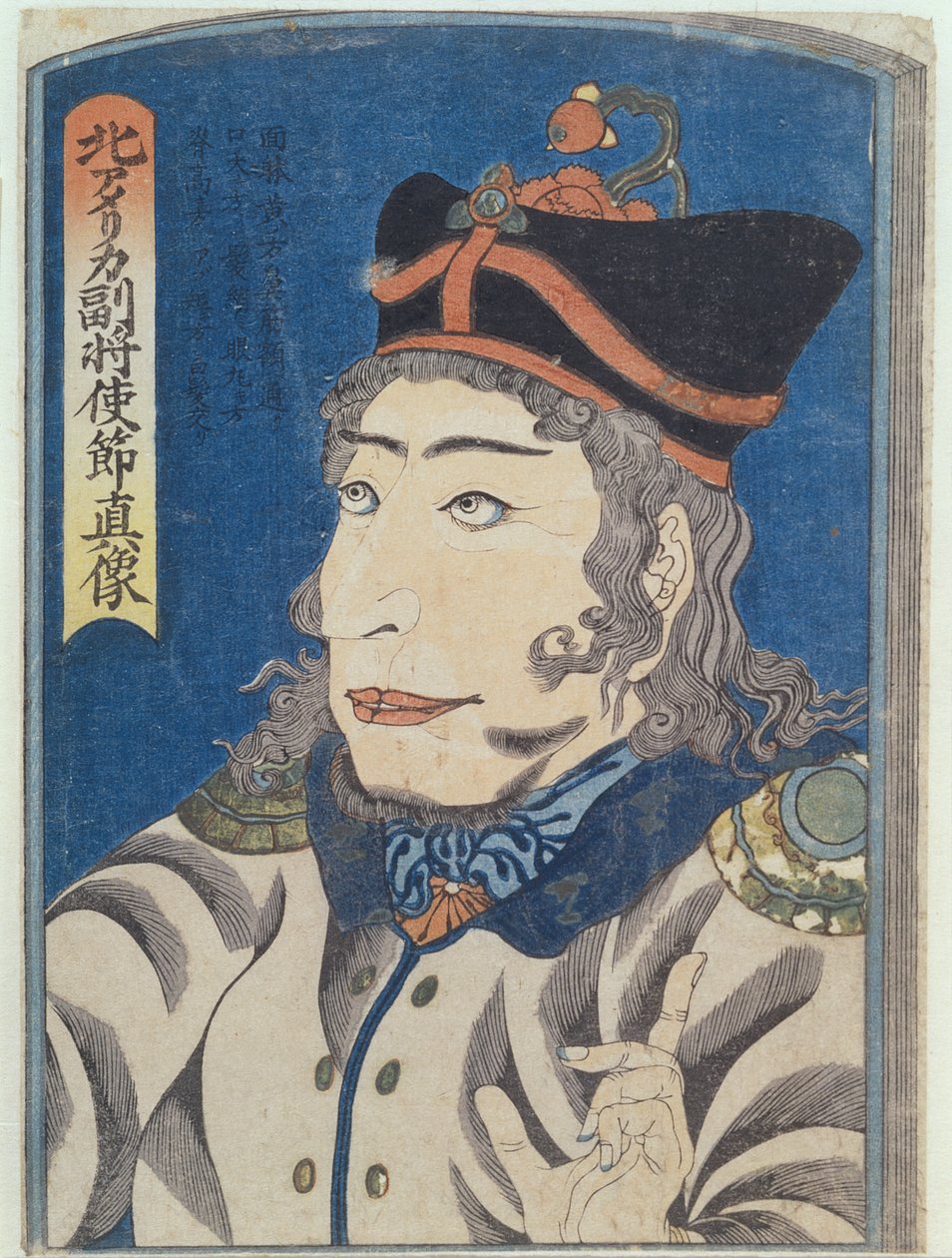 De Noord-Amerikaanse Adjudant-Generaal Adams, ca. 1854 (kleurenhoutsnede) door Japanese School