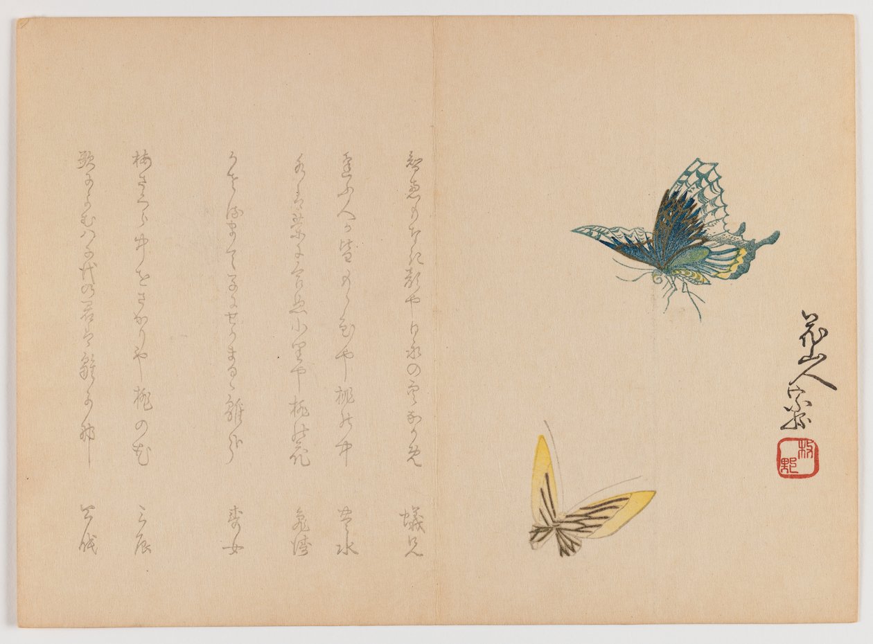 Twee vlinders, c.1860 door Japanese School