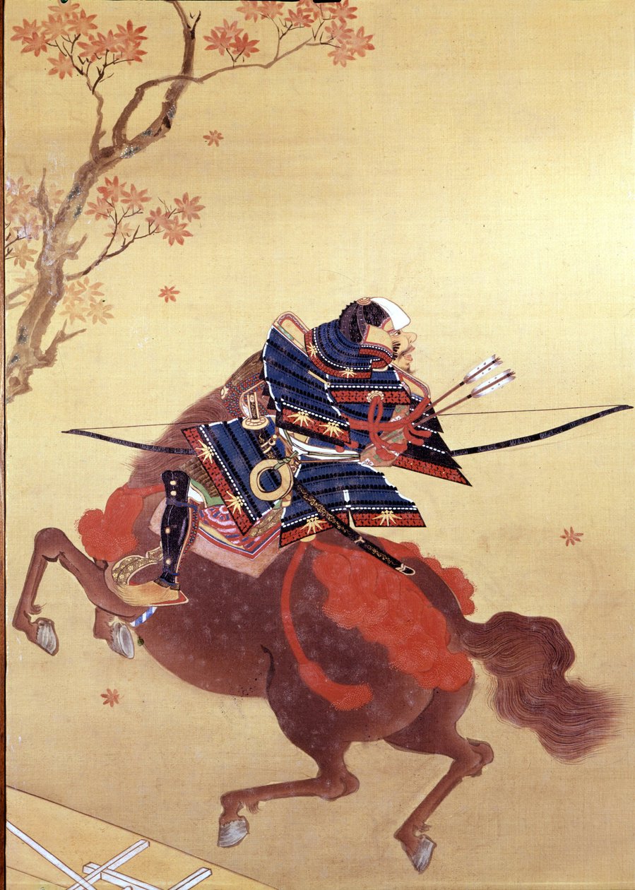 Krijger Munete. Zijdeschilderij van de Tosa-school, auteur Chikana Morizumi genaamd Hsien. 18e eeuw. Museo Chiossone. Genua door Japanese School