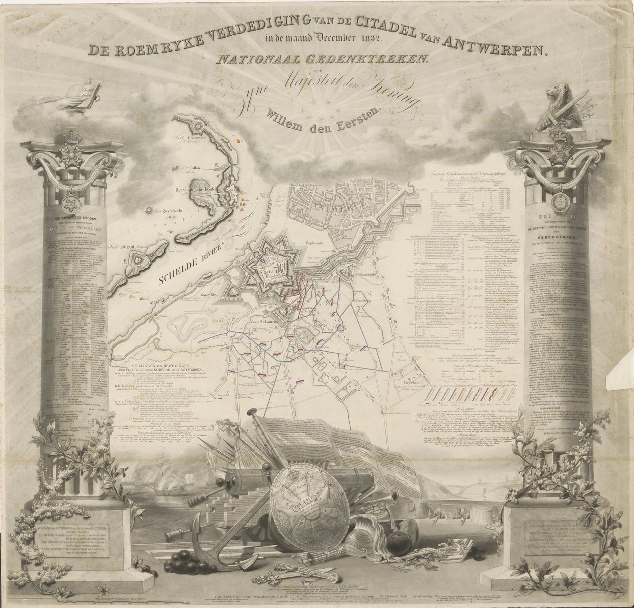 De Roemryke Verdediging van de Citadel van Antwerpen, in de maand December 1832. Nationaal Gedenkteeken, aan Zyne Majesteit den Koning, Willem den Eersten door Ja.s Wyld