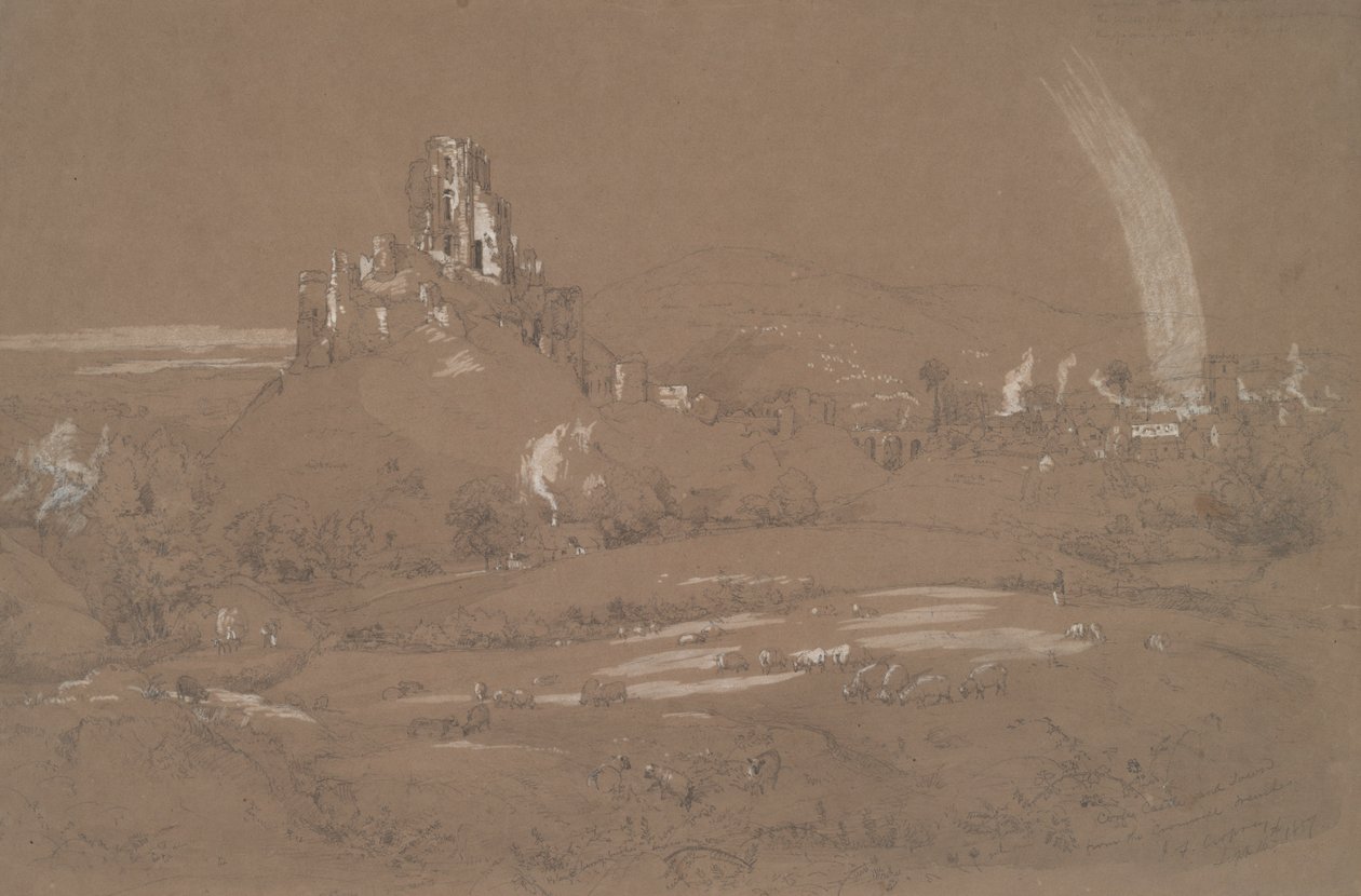 Kasteel en Stad Corfu vanaf de Cromwell Loopgraven door Jasper Francis Cropsey