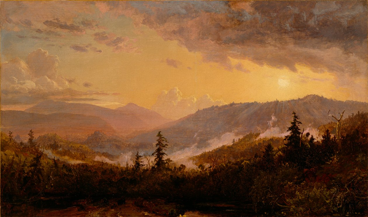 Zonsondergang na een storm in de Catskill Mountains, c.1860 door Jasper Francis Cropsey