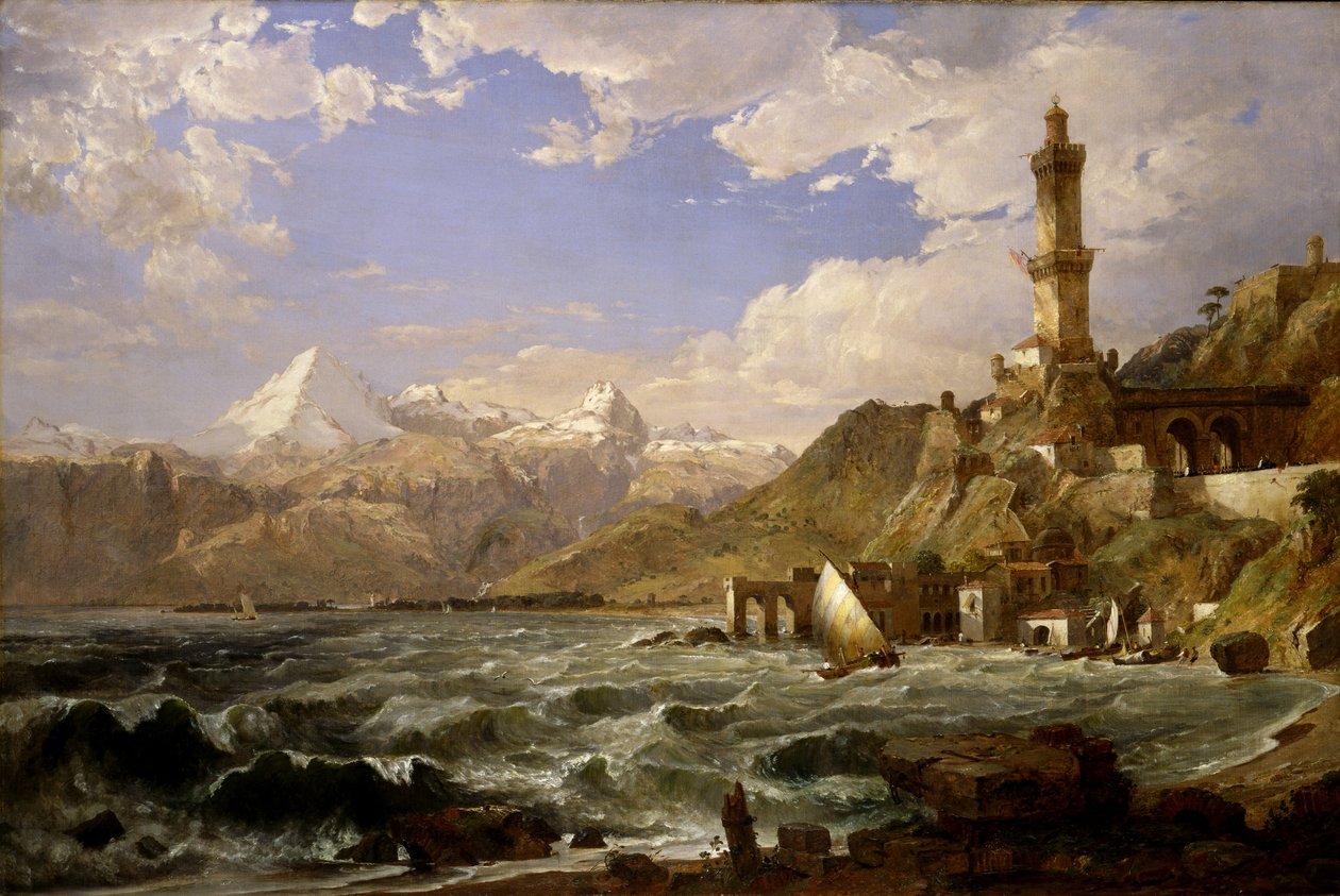 De kust van Genua door Jasper Francis Cropsey