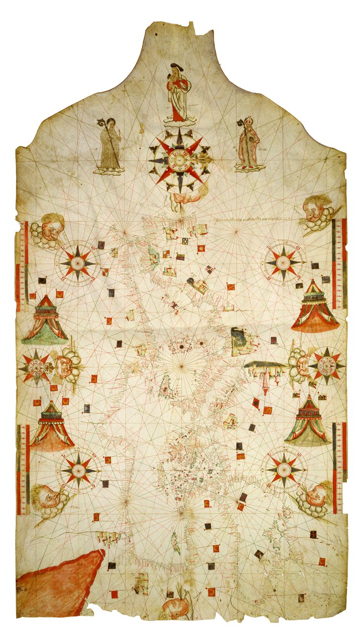 Kaart van de Middellandse Zee en de Zwarte Zee, 1563 door Jaume Olives