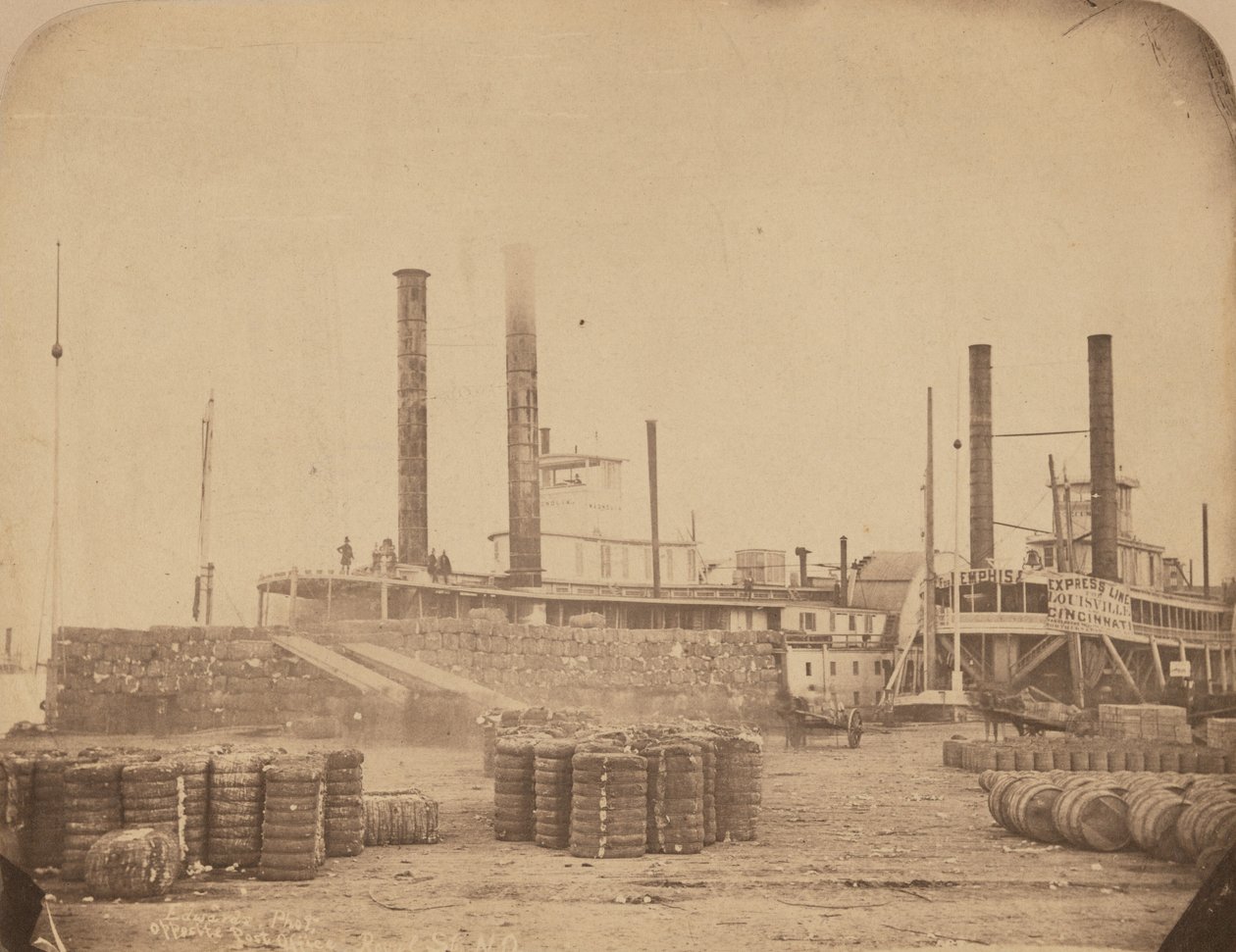 Het stoomschip Magnolia in de haven van New Orleans,1858-1861 (foto) door Jay Dearborn Edwards