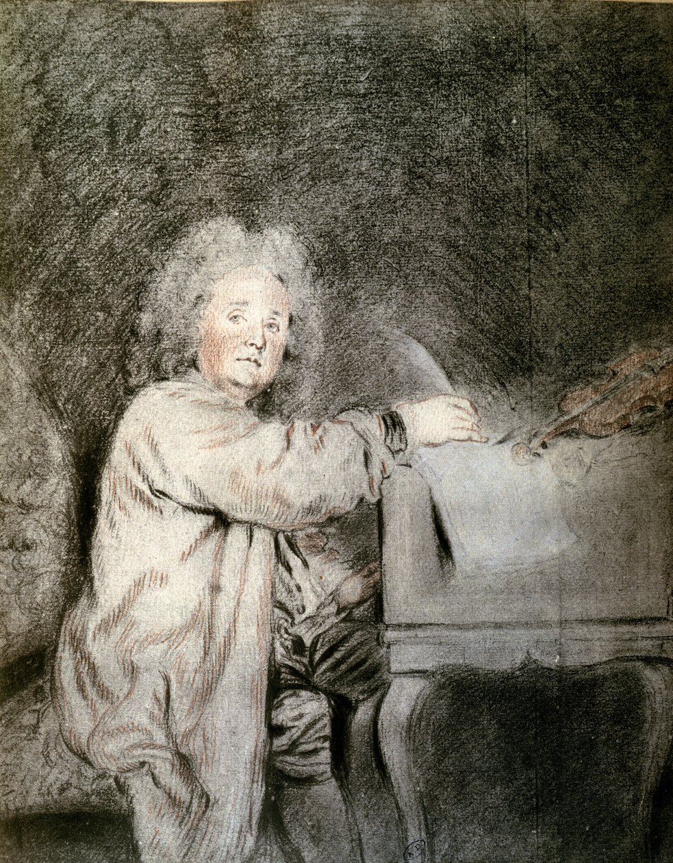 Jean-Ferry Rebel (1666-1747), ca. 1715 door Jean Antoine Watteau