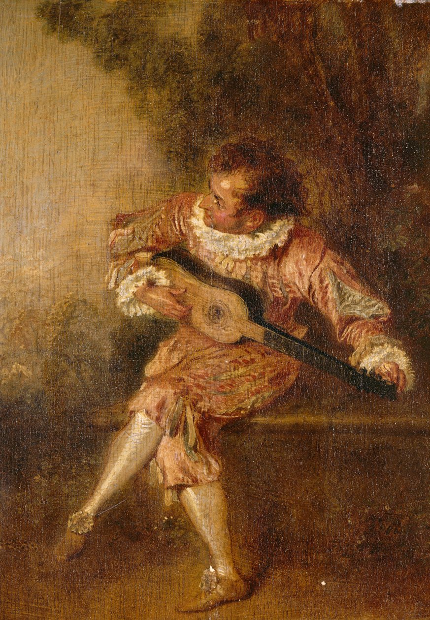 De Serenadegever (Mezetin) door Jean-Antoine Watteau
